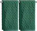 Artoid Mode 2 Pcs Dark Green 3D Diamond Grid Jacquard Hand Towels by ArtoidMode