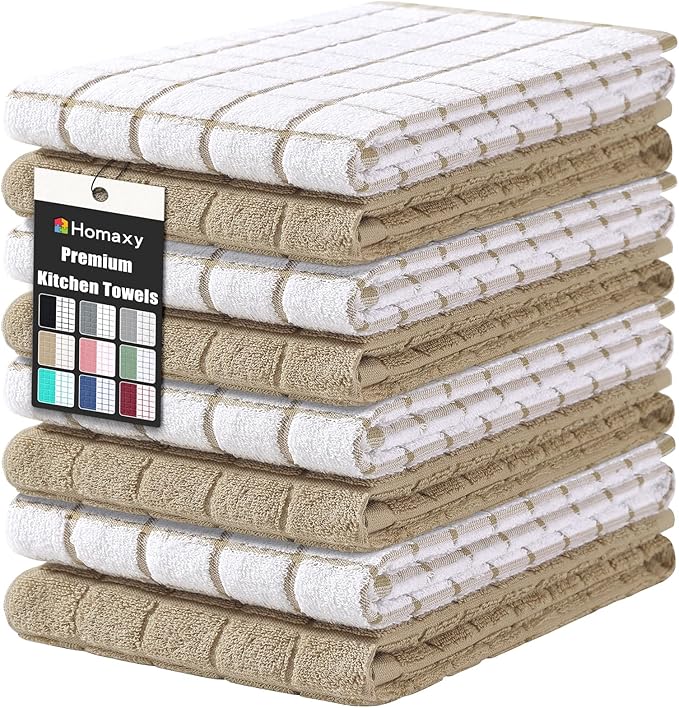 Homaxy Premium Cotton Kitchen Towels 16"x 28", Large Natural Ring Spun 390 GSM by Homaxy