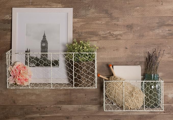 DII Chicken Wire Collection Farmhouse Vintage Wall Baskets, Medium Basket - Image 5