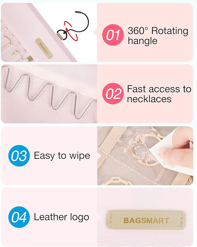 BAGSMART Hanging Jewelry Organizer Storage Roll - Image 4