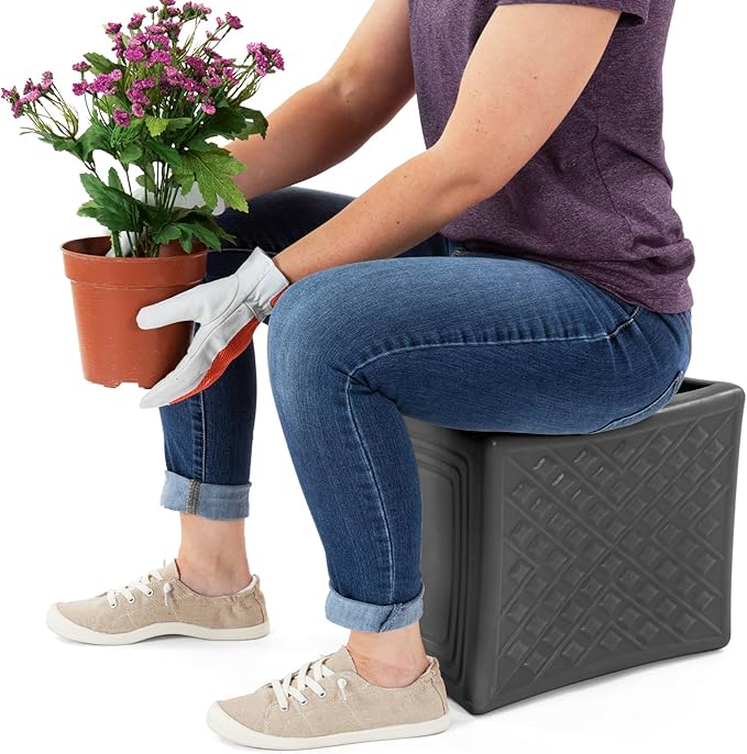 Simplay3 Handy Home 3-Level Heavy Duty Work/Garden Seat - 12" x 15" x 9" - Gray, Made in USA by Simplay3