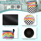 Rainbow Grey White Plaid Laundry Hamper Colorful Hippie Funny Laundry Basket - Image 4