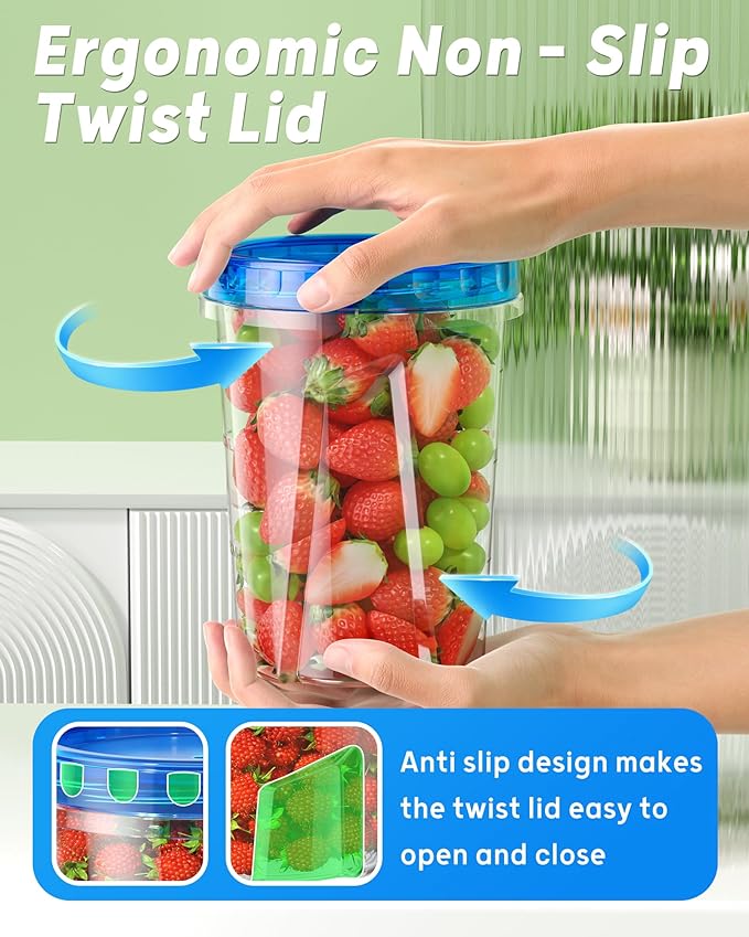 6 Pack-34oz Freezer Storage Containers, Plastic Food Storage Containers - Image 3