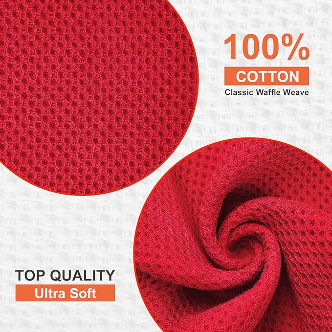 Kitinjoy 100% Cotton Kitchen Dish Cloths, 8 Pack Waffle Weave Ultra Soft - Image 2