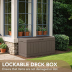 Devoko 85 Gallon Deck Box Lockable Resin Outdoor Storage Box waterproof Outdoor Container for Patio Furniture Cushions, Pillow (Light Brown) - Image 4