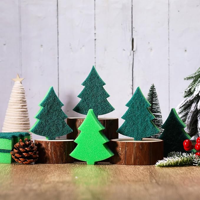Tioncy 12 Pack Christmas Tree Kitchen Sponges Bulk Dual Sided Scrubber Sponges by Tioncy