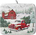 Winter Red Truck Dish Drying Mat Christmas Tree Dishes Pad 16x18 Inch Dish by Giwawa