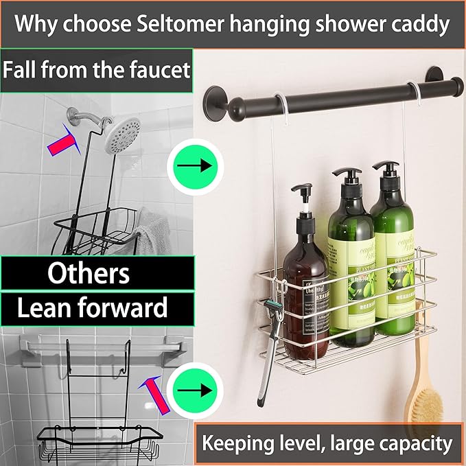 Shower Caddy Hanging Shower Rack SUS304 Stainless Steel Hanging Shower Orangizer - Image 7