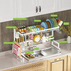 PUSDON Over Sink Dish Drying Rack Stainless Steel, Adjustable Large Dish Drainer - Image 7