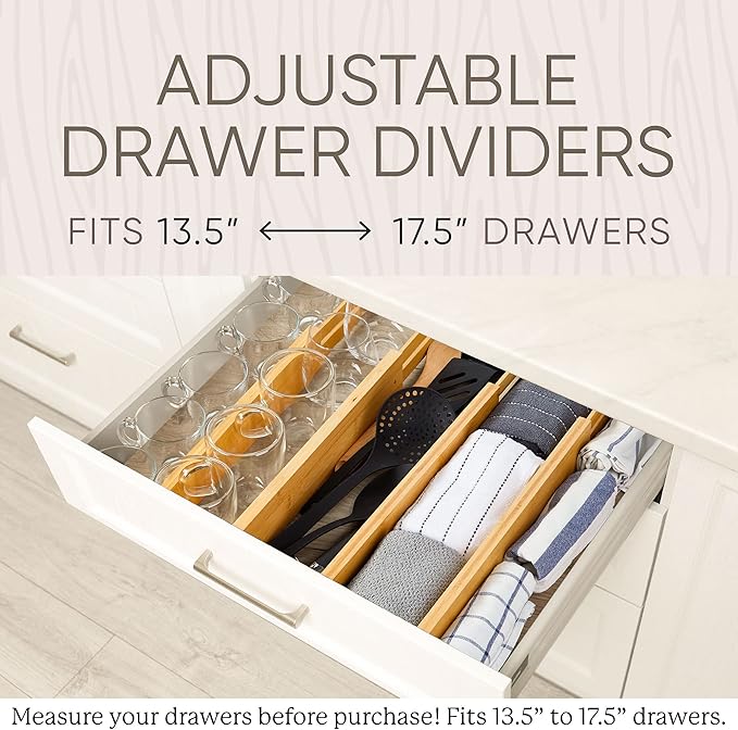Night Tree Expandable Bamboo Drawer Dividers – Spring-Loaded Wooden Organizers - Image 2