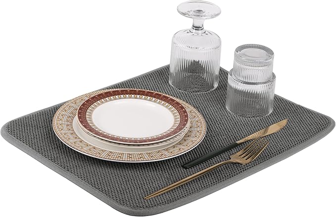 Dish Drying Mat, Microfiber Ultra-Absorbent Kitchen Counter Mat, Ideal Dish - Image 4