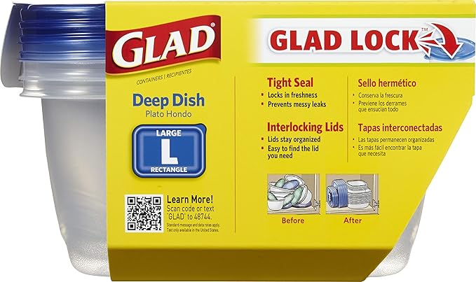 Glad GladWare Deep Dish Food Storage Containers, Large Rectangle - Image 3
