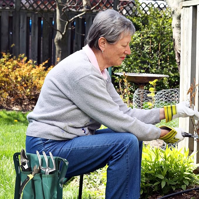 2-in-1 Garden Kneeler & Seat, Folding Seat w/EVA Foam Kneeling Pad & Removable Tools Pouch, Sturdy Steel Frame, No Assembly, Portable Heavy Duty Garden Stool for Women & Men - Image 9