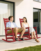 SERWALL Outdoor Rocking Chair, Oversized Rocking Chair with Footrest for Adults, HDPE All Weather Resistant Rocking Chairs for Patio, 350lbs Weight Capacity, Red - Image 8