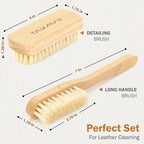 TAKAVU Leather & Upholstery Cleaning Brush Set, Pure White Boar Hair Bristle - Image 2
