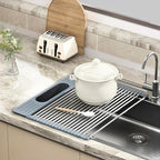 Roll Up Dish Drying Rack Over Sink, 17.5" x 15.2" Foldable SUS304 Stainless - Image 7
