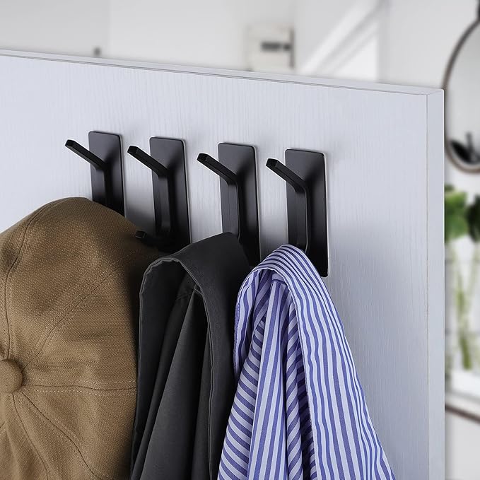 Taozun 4-Pack Black Stainless Steel Adhesive Hooks - Image 3