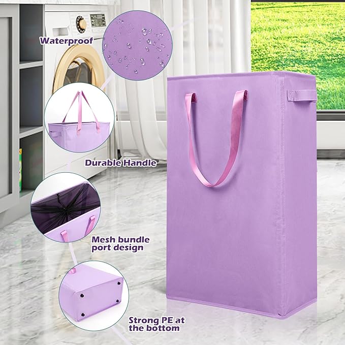 Odonata Slim Laundry Hamper Handles Collapsible Laundry Basket Thin Dirty - Image 5