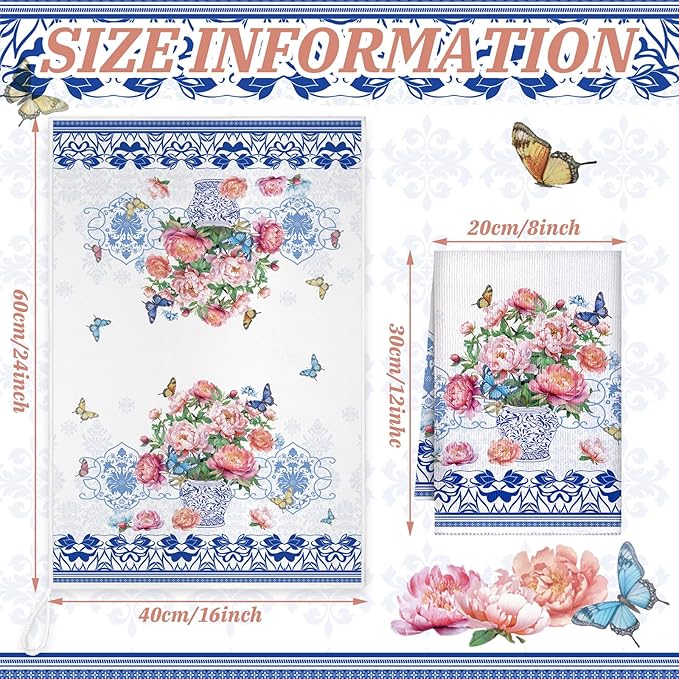Geyoga 6 Pcs Spring Floral Kitchen Towels Flamingo Dish Hand Towels Sunflower - Image 3