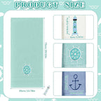 3 Pack Nautical Hand Towels for Bathroom 100% Cotton Embroidered Beach Bathroom - Image 2