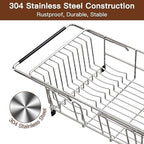 Over the Sink Expandable Dish Drainer Drying Rack In Stainless Steel - Image 4