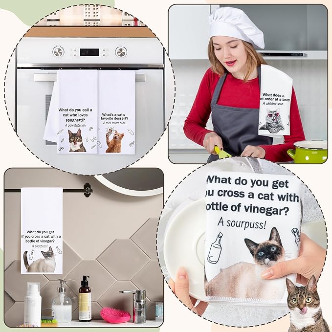 R HORSE 5Pcs Cats Kitchen Towels Set - Image 4