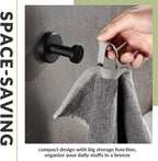 APLusee Matte Black Robe Towel Hook, 304 Stainless Steel Round Coat Hook - Image 3