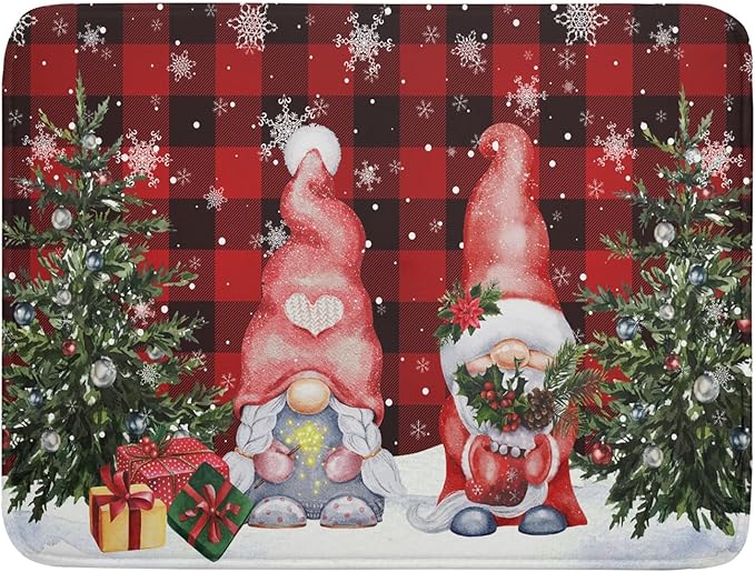 Giwawa Winter Gnome Dish Drying Mat 18x24 inch Christmas Elf Trees Snowflakes by Giwawa