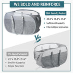 100L Collapsible Laundry Baskets, Tear Proof Pop Up Laundry Hamper - Image 5