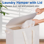Slim Laundry Hamper with Lid and Wheels, Small Rolling Laundry Basket with - Image 3