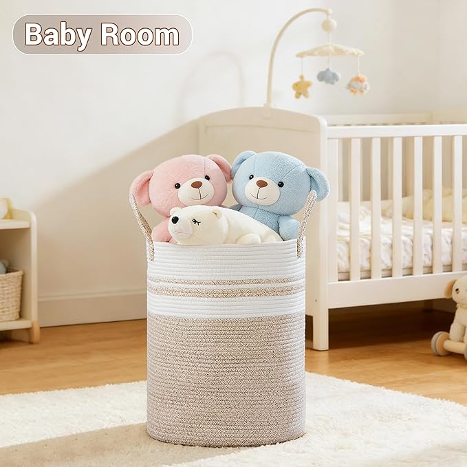 Tall Laundry Basket with Handles, 88L Portable Dirty Clothes Hamper, Boho - Image 5