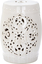 Safavieh Flora Glazed Ceramic Decorative Garden Stool, Cream - Image 3