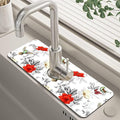 Poppy Wildflower Nightingale Sink Faucet Absorbing Mat Sink Splash Guard Faucet by Unknown
