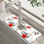 Poppy Wildflower Nightingale Sink Faucet Absorbing Mat Sink Splash Guard Faucet by Unknown