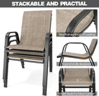Patio Chairs Set of 8, Stackable Outdoor Dining Chairs for All Weather Textilene Fabric & Metal Frame, Outdoor Chairs Set for Backyard Deck Garden (Brown, Set of 8) - Image 4