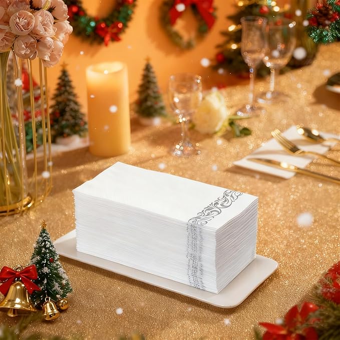 200 Pack Guest Towels Disposable Bathroom, Soft and Linen Feel Disposable Hand - Image 3