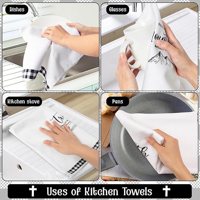 R HORSE Religious Christian Kitchen Dish Towel 5Pcs Bible Verse Scripture - Image 6