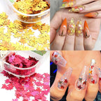 Maple Leaf Glitter Nail Art Sequins, 3D Fall Leaves Glitters Flakes Decor - Image 2
