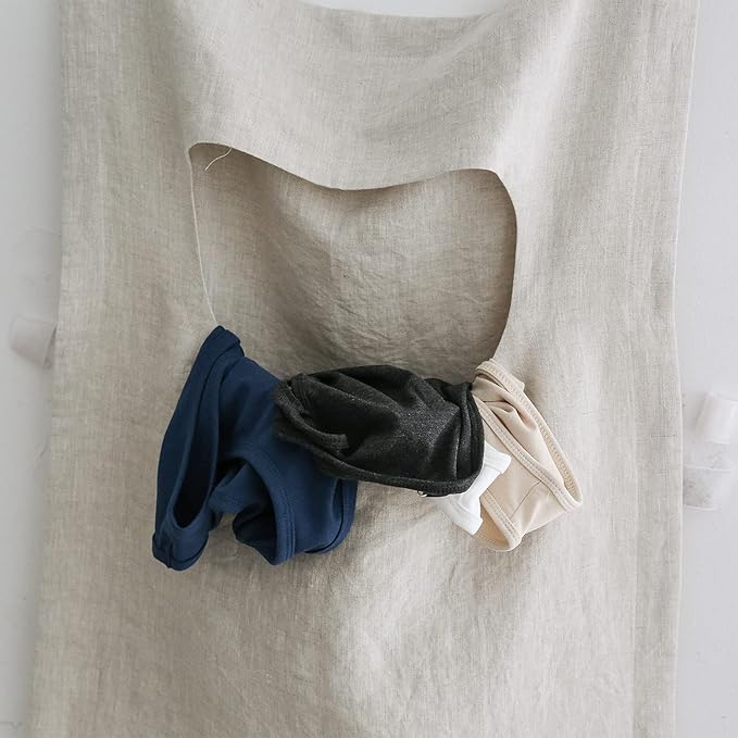 Amazhiyu 100% Linen Door Hanging Laundry Hamper Bag, 19x27 Inches - Image 5