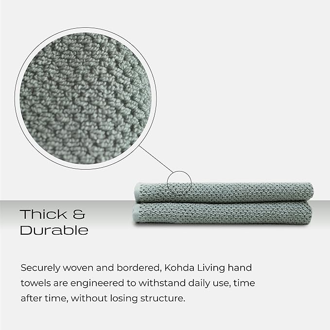 Luxury Silver-Infused Sage Green Hand Towels 2-Pack, 23.6"x17.7" - Image 5