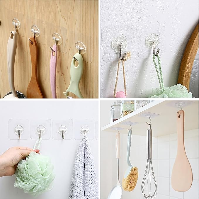 28 Pack Sticky Hooks for Hanging Heavy Duty, Wall Hooks Adhesive, Shower & - Image 6