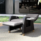 Grand patio Outdoor Reclining Chairs with Extended Footrest 2-Piece Adjustable WickerPatio Lounge Recliner up to 15 with Flip Side Table, Cool Grey - Image 6