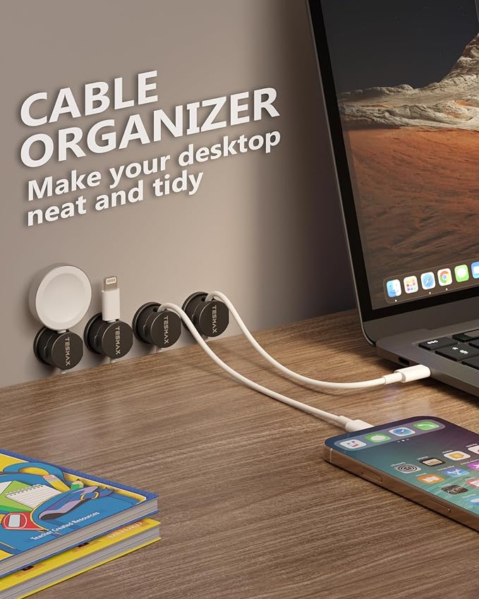 Magnetic Cord Holder 360°Rotation Cord Organizer, Phone Charging Wire Holder - Image 6