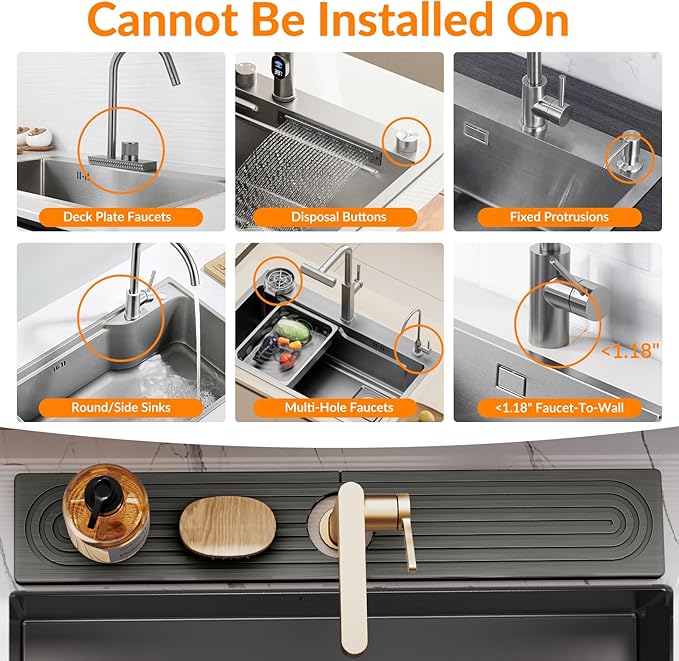 23.6 Inch Stone Faucet Mat for Kitchen Sink Splash Guard, Diatomite Sink - Image 6