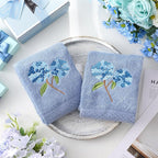 2 Pcs Hydrangea Hand Towels Blue Hydrangea Floral Bathroom Decor 14x29 Inch - Image 4
