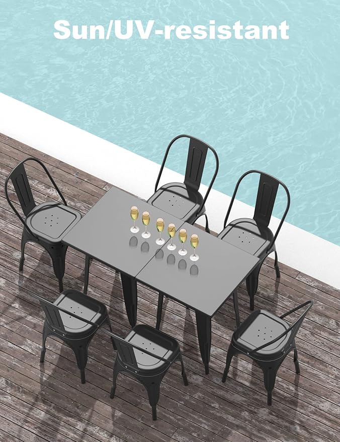 Nazhura Metal Dining Chair Farmhouse Tolix Style for Kitchen Dining Room Café Restaurant Bistro Patio, 18 Inch, Stackable, Waterproof Indoor/Outdoor (Sets of 4) (Black) - Image 5