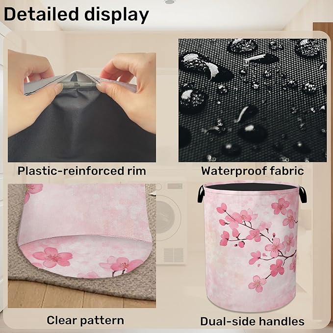 Pink Cherry Blossoms Laundry Basket - Image 5