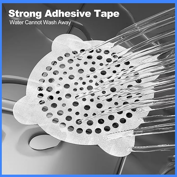 30 Pack Disposable Shower Drain Hair Catcher, Round 4-Ear Glass Fiber Stickers - Image 3