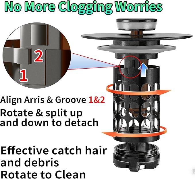 Sink Stopper Bathroom Drain, Universal Bathroom Sink Drain Strainer - Image 4