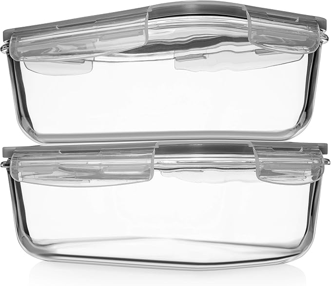 8 Cups/ 63 Oz 4 Piece Large Glass Food Storage/ Baking Containers by RazabHomeGoods